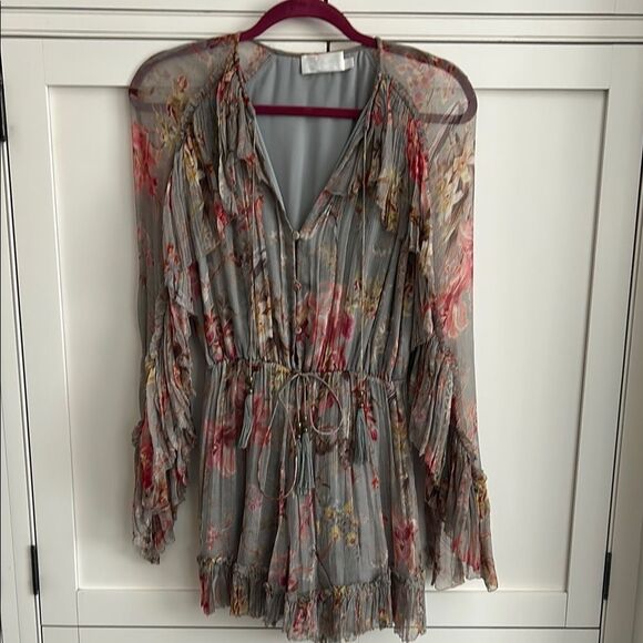 Zimmermann silk Floral Long Sleeve Romper - Picture 3 of 6